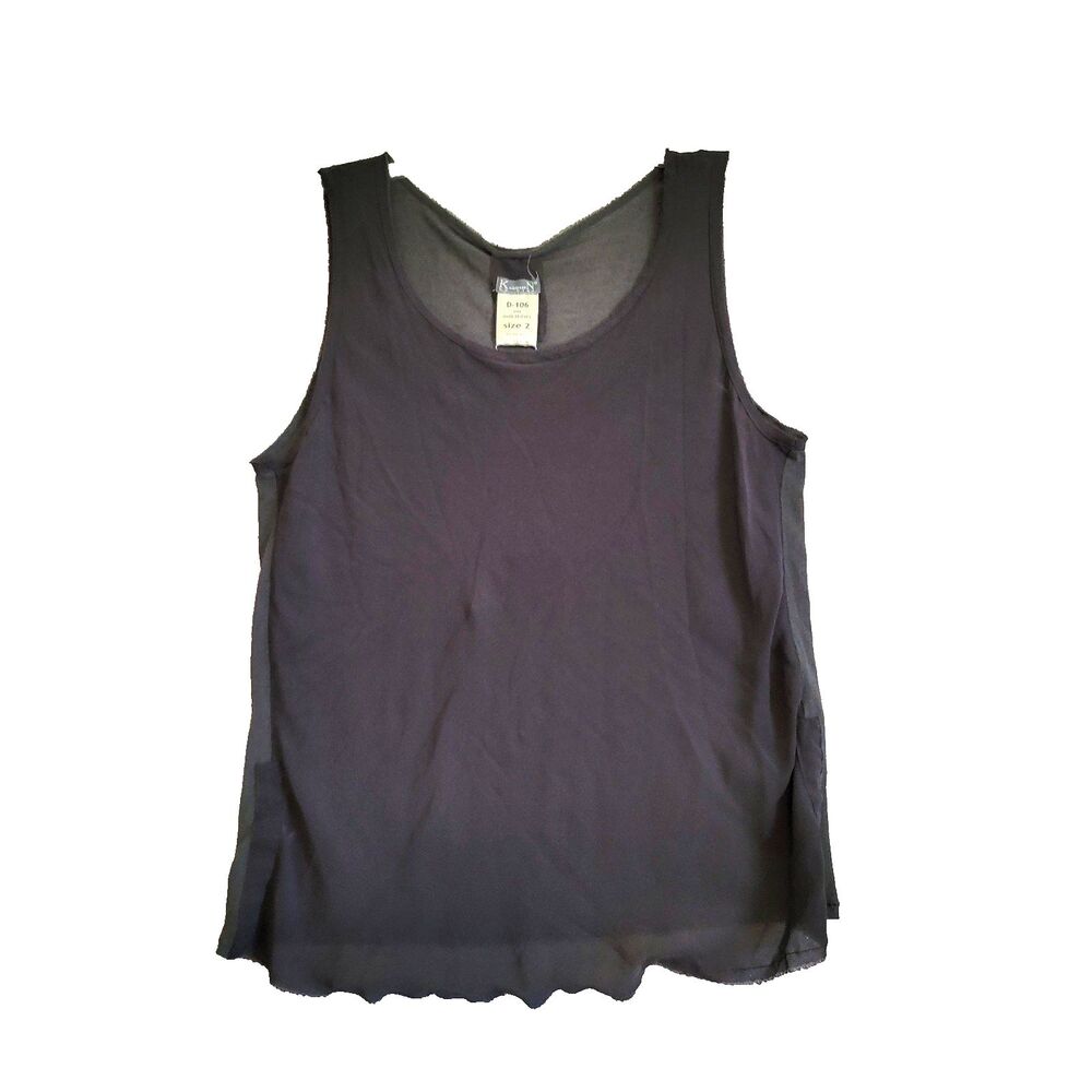 Kristensen Du Nord Silk Tank Top size Small Black Raw Edged Minimalist Capsule